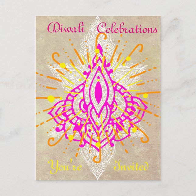 Tarjeta postal para la celebración de Diwali (Anverso)