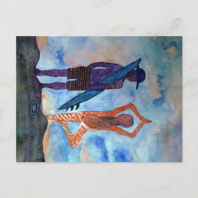 Tarjeta postal para la puesta de sol del yoga Surf (Anverso)