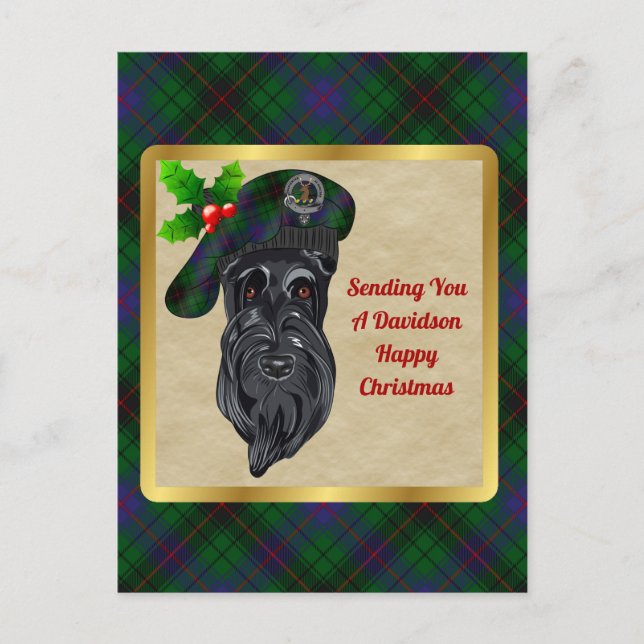 Tarjeta postal para Navidades Davidson Clan Badge  (Anverso)
