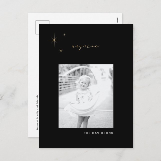 Tarjeta postal para Navidades de alegría de radian (Anverso / Reverso)