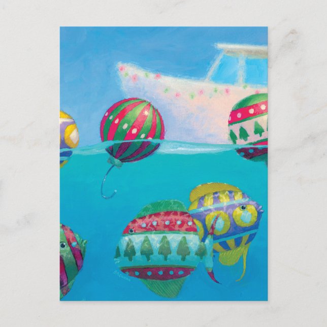 Tarjeta postal para Navidades de Bombillas de pesc (Anverso)