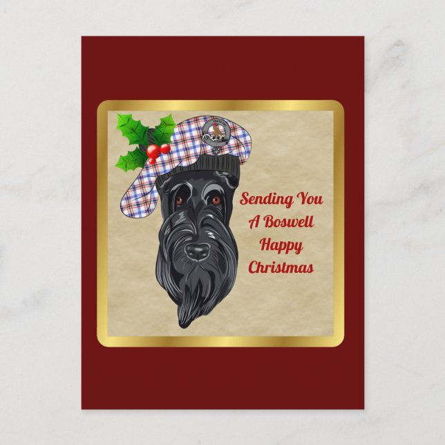 Tarjeta postal para Navidades de Boswell Clan Badg (Anverso)