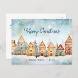 Tarjeta postal para Navidades de casas de fila de 