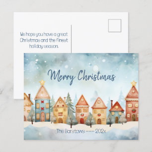 Tarjeta postal para Navidades de casas de fila de 