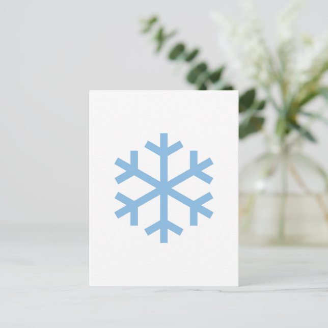 Tarjeta postal para Navidades de copo de nieve azu (Anverso de pie)
