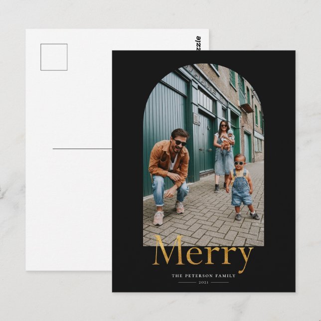 Tarjeta postal para Navidades de fotografía con ma (Anverso / Reverso)