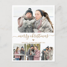 Tarjeta postal para Navidades de fotografía Oro Bl