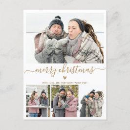 Tarjeta postal para Navidades de fotografía Oro Bl