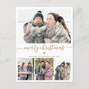 Tarjeta postal para Navidades de fotografía Oro Bl