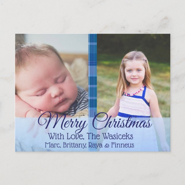 Tarjeta postal para Navidades de fotos de la famil (Anverso)