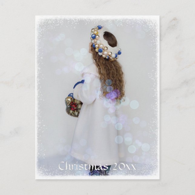 Tarjeta postal para Navidades de invierno azules (Anverso)