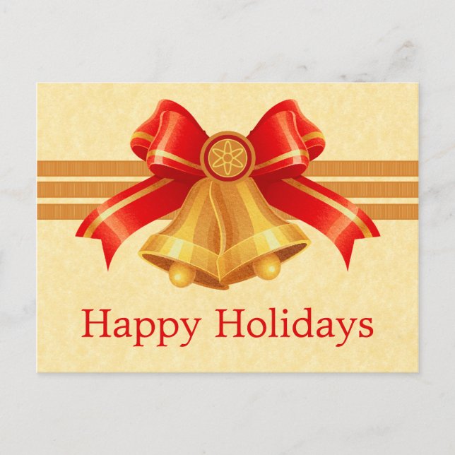 Tarjeta postal para Navidades de las campanas roja (Anverso)