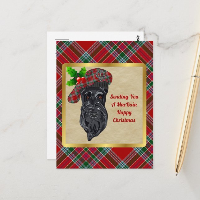 Tarjeta postal para Navidades de MacBain Clan Badg (Anverso/Reverso In Situ)