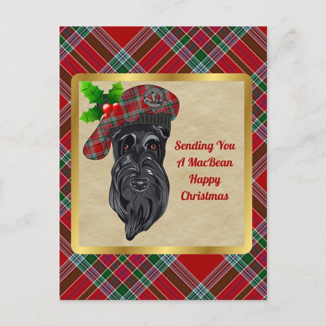 Tarjeta postal para Navidades de MacBean Clan Badg (Anverso)