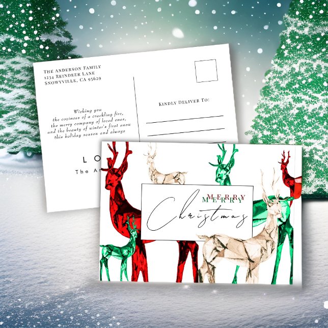 Tarjeta postal para Navidades de renos de cristal  (Subido por el creador)