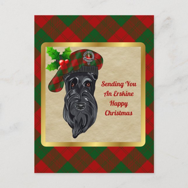 Tarjeta postal para Navidades Erskine Clan Badge y (Anverso)