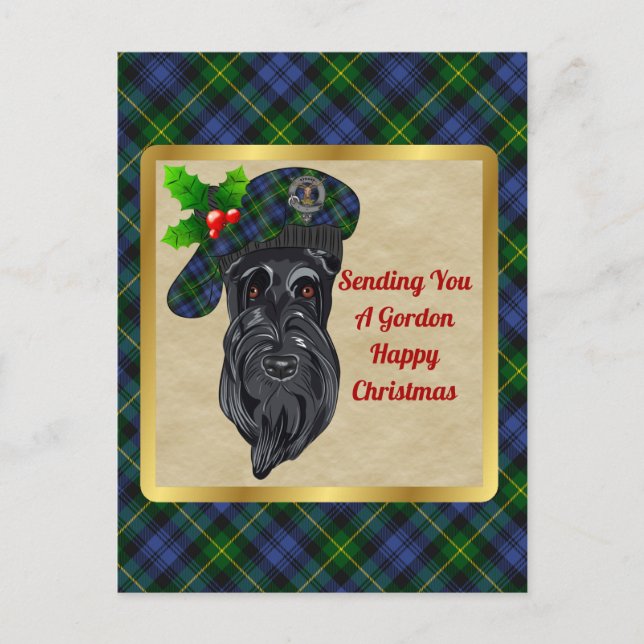 Tarjeta postal para Navidades Gordon Clan Badge y  (Anverso)