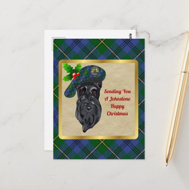 Tarjeta postal para Navidades Johnstone Clan Badge (Anverso/Reverso In Situ)