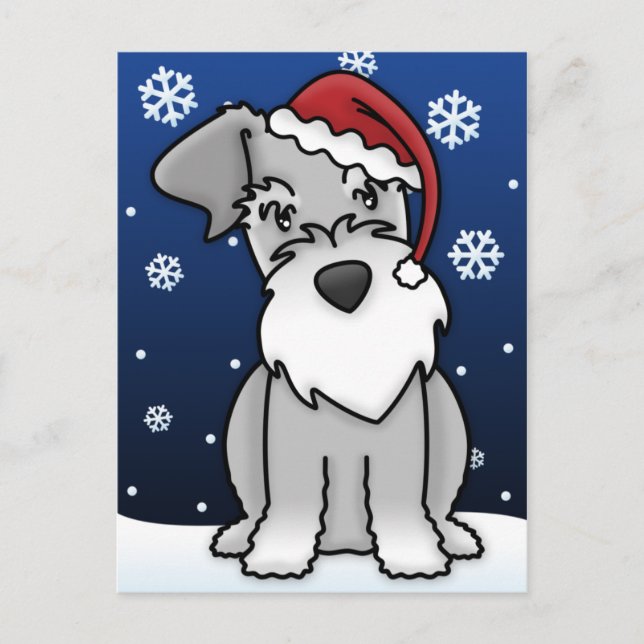 Tarjeta postal para Navidades Kawaii Schnauzer (Anverso)