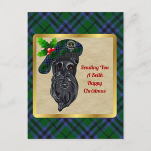 Tarjeta postal para Navidades Keith Clan Badge y T