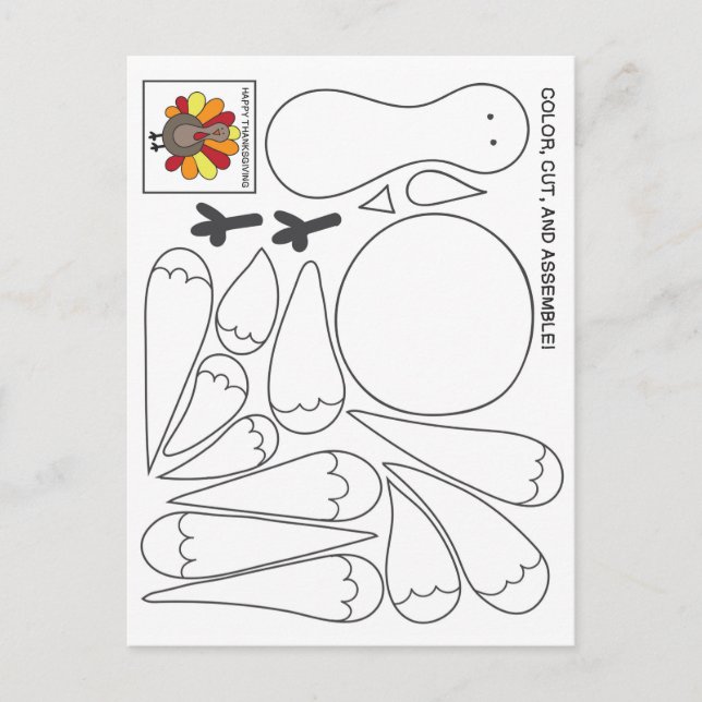 Tarjeta postal para niños de Acción de Gracias (Anverso)