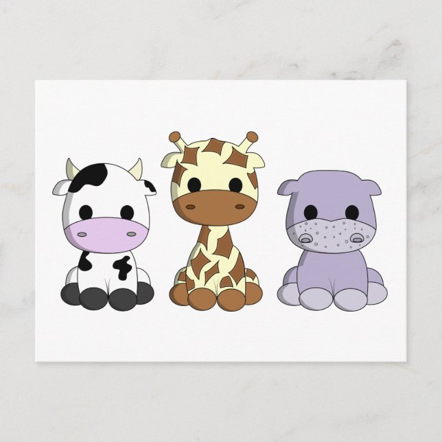 Tarjeta postal para niños personalizados de hippo  (Anverso)