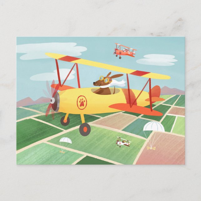 Tarjeta postal para perros de entrega de avión (Anverso)