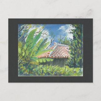 Tarjeta postal para pintura de color de agua Okina