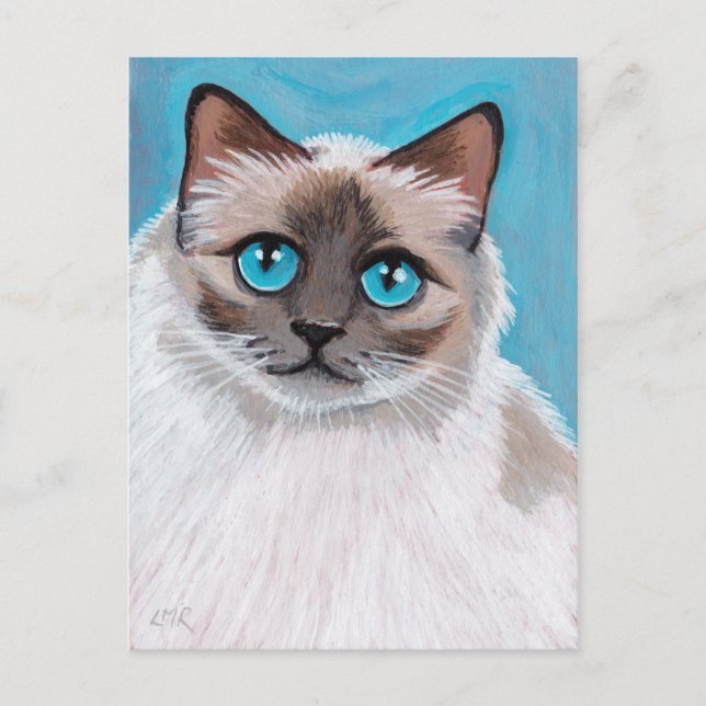 Tarjeta postal para retrato de gato de Blue Eyed R (Anverso)