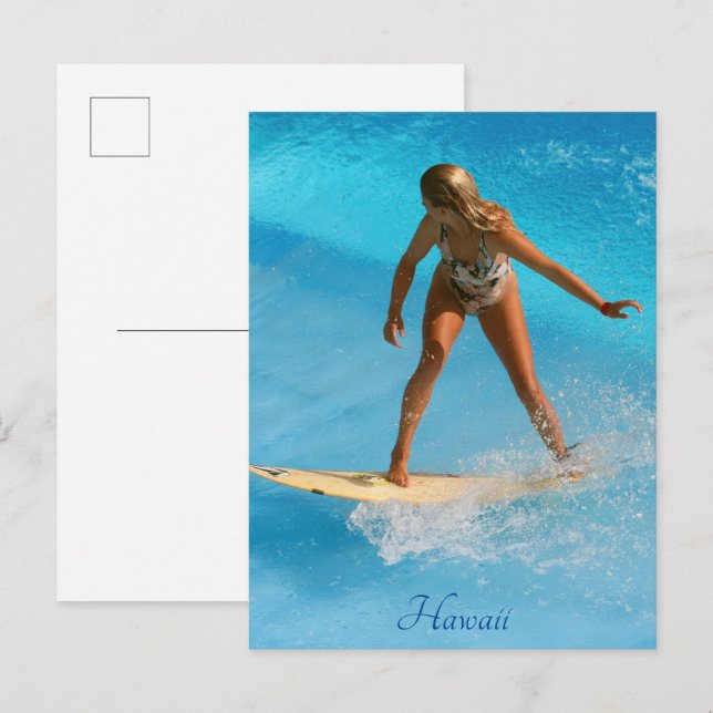 Tarjeta postal para surfistas de Hawaii (Anverso / Reverso)