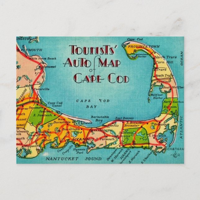 Tarjeta postal para turistas de Cape Cod (Anverso)