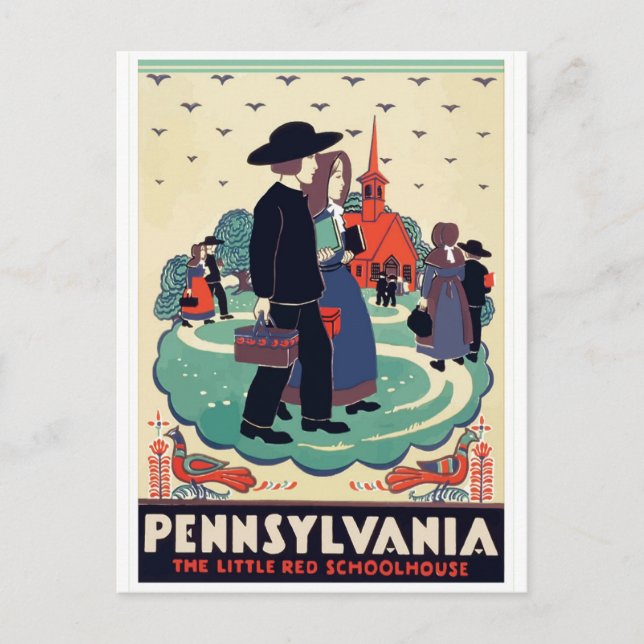 Tarjeta postal para viajes vintage de Pennsylvania (Anverso)