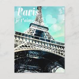 Tarjeta postal "Paris je t'aime" Retro Eiffel