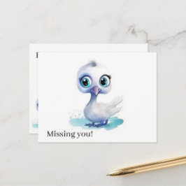 Tarjeta Postal Pato Blanco Adorable ¡Te extraño!