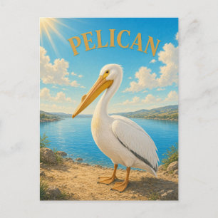 Tarjeta postal Pelican Coastal Bay Watercolor GeoS