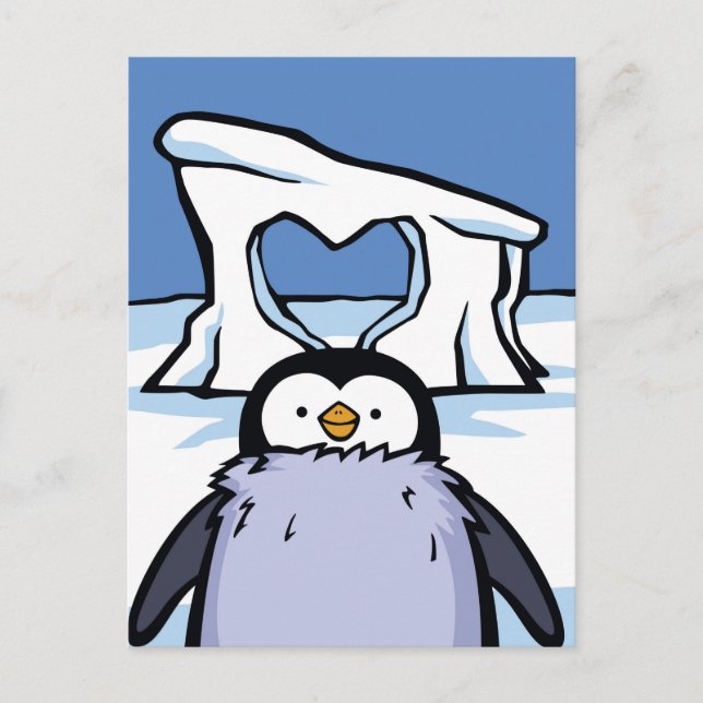 Tarjeta postal Penguin Chick Heart (Anverso)