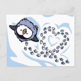 Tarjeta postal Penguin Chick Snowprints