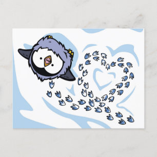 Tarjeta postal Penguin Chick Snowprints