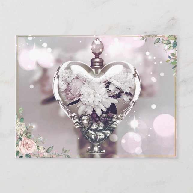 Tarjeta postal Perfume y Peonies (Anverso)