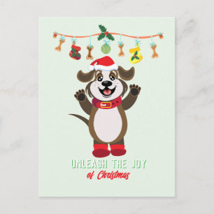 Tarjeta Postal Perro Navidad Desencadena La Alegrí