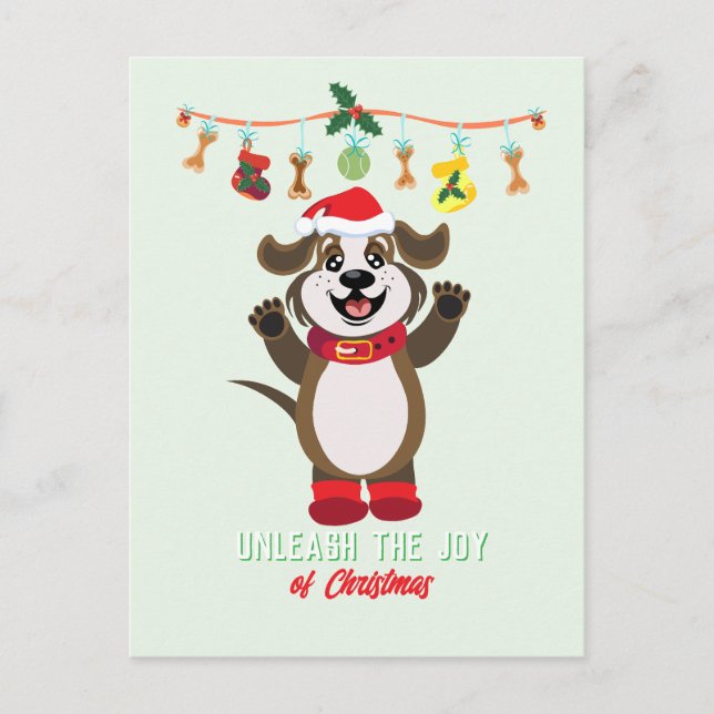 Tarjeta Postal Perro Navidad Desencadena La Alegrí (Anverso)