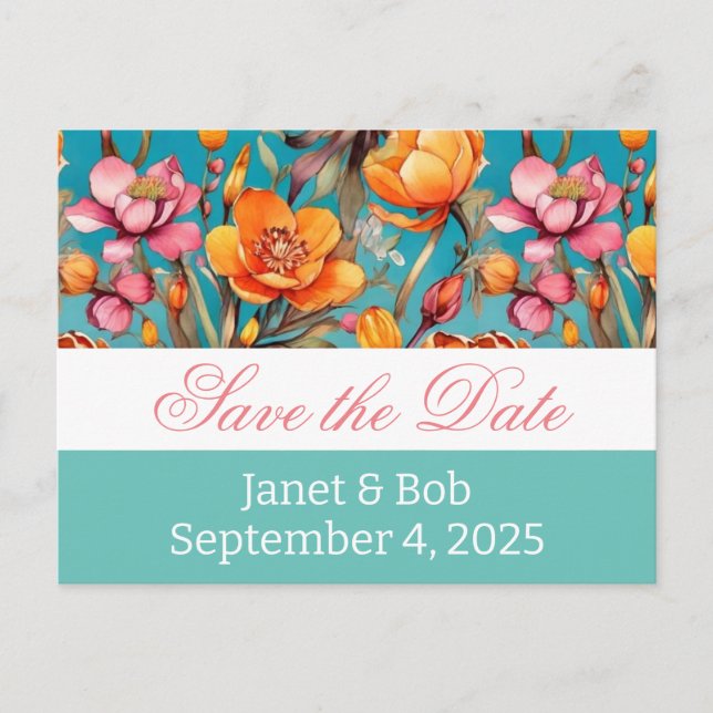 Tarjeta postal personalizable de fecha de guardado (Anverso)