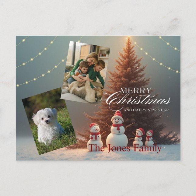 Tarjeta postal personalizable de Feliz Navidad con (Anverso)