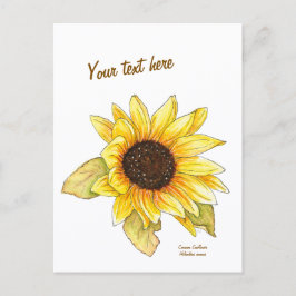 Tarjeta postal personalizable de girasol en acuare