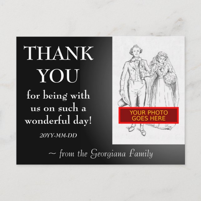 Tarjeta postal personalizable de "GRACIAS" (Anverso)