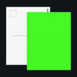 Tarjeta postal personalizable verde neón<br><div class="desc">Esta tarjeta postal en neón verde intenso está diseñada para ser imposible de ignorar. Ya sea que estés enviando un mensaje personal, promocionando tu marca o organizando un gran evento, esta tarjeta causa impacto con líneas limpias y energía moderna radiante. El diseño plano y vívido se puede personalizar completamente: mueve,...</div>
