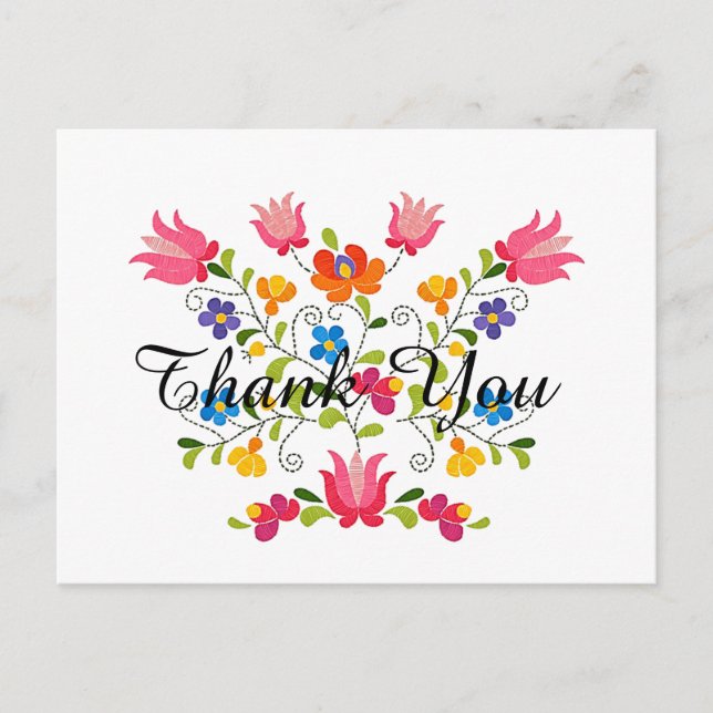 Tarjeta postal personalizada con bordado floral (Anverso)