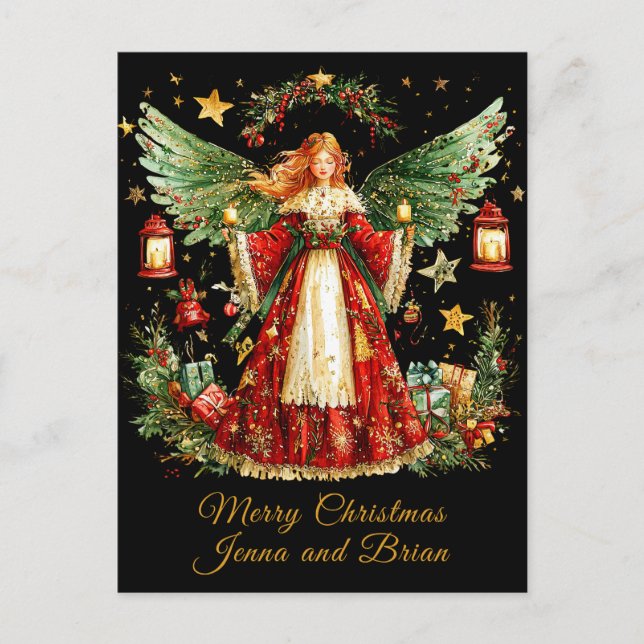 Tarjeta postal personalizada de ángel de Navidad (Anverso)