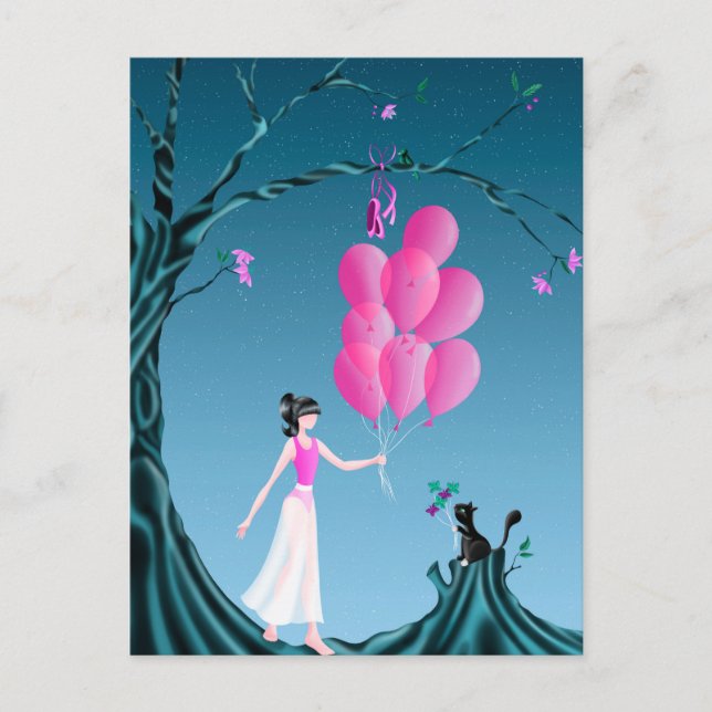 Tarjeta postal personalizada de bailarina y gato l (Anverso)