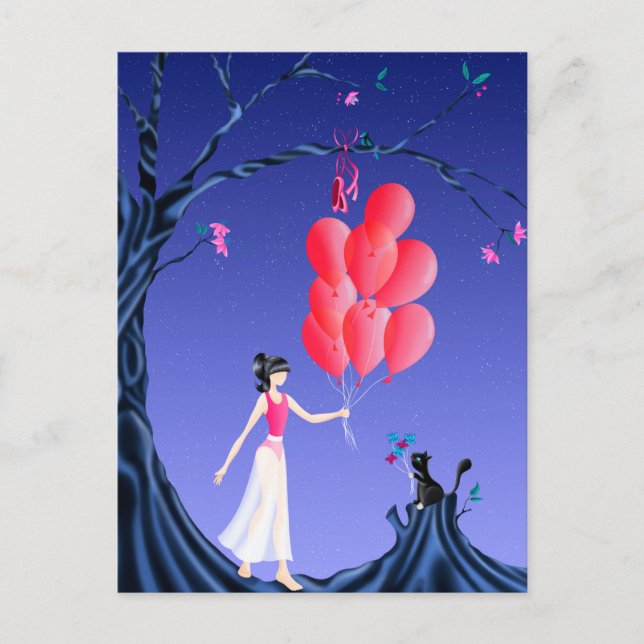 Tarjeta postal personalizada de bailarina y gato l (Anverso)